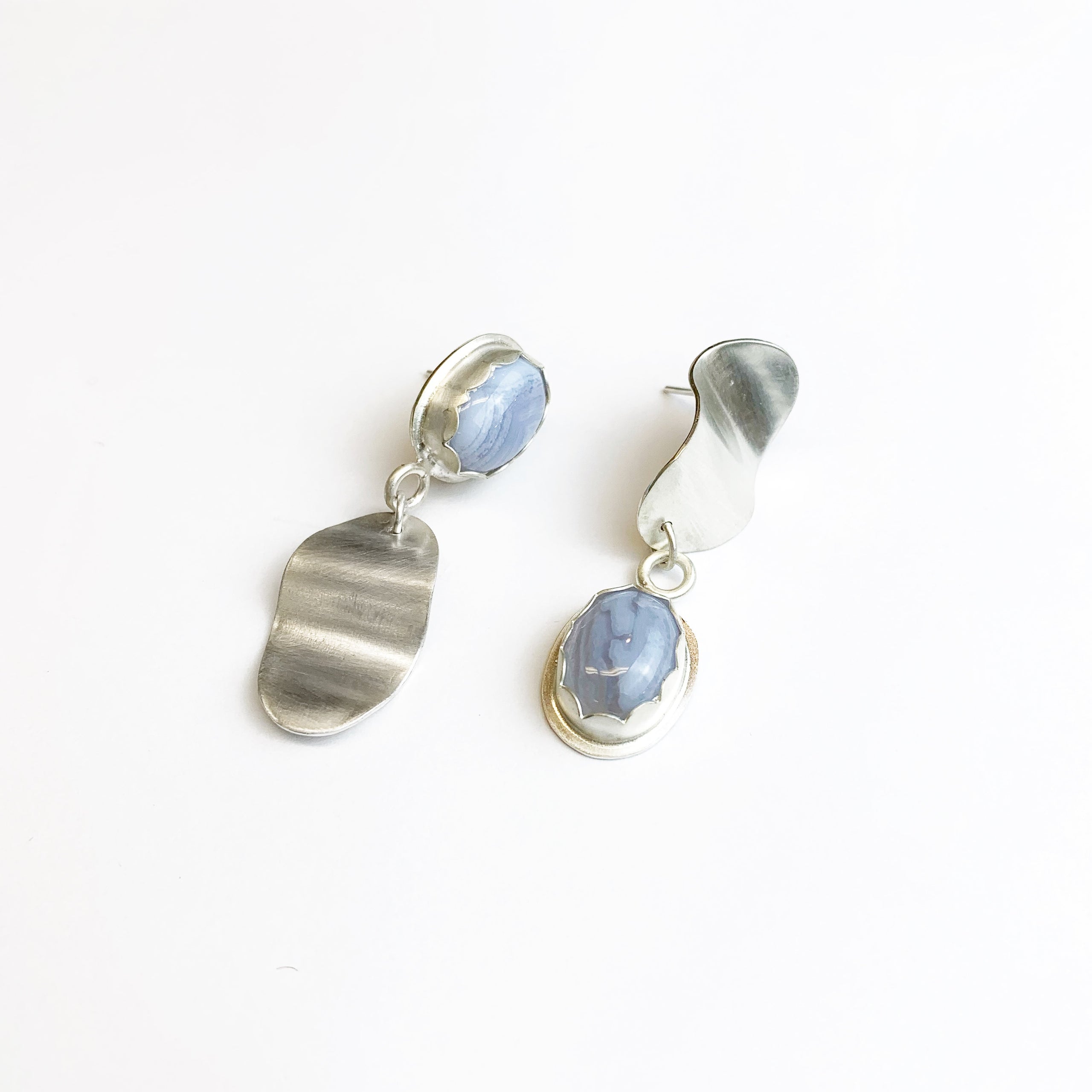 Blue lace agate stud on sale earrings